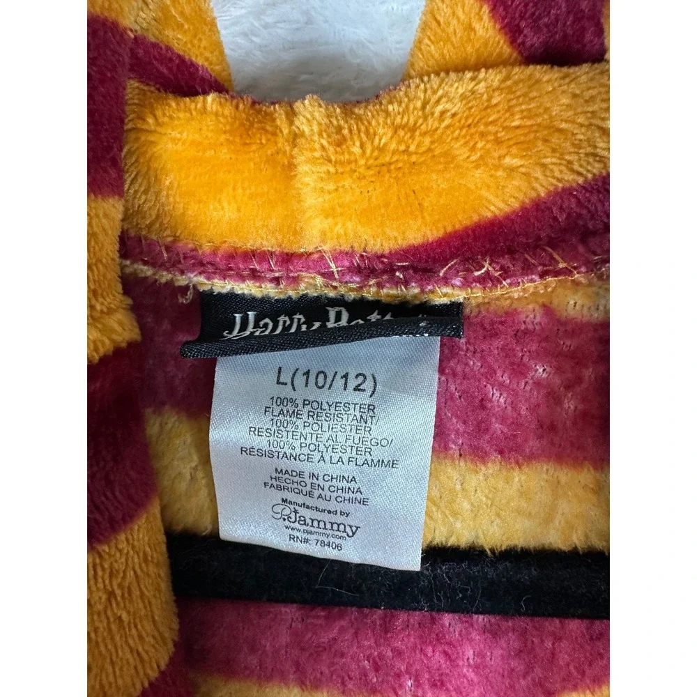 Harry Potter Gryffindor Robe Girls L 10/12 Gold Maroon Striped Hooded Fleece